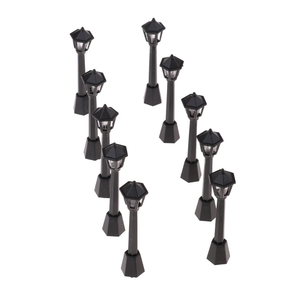 

1:12 Dolls House Outdoor Garden Park Life Scene Ornament - Miniature Metal Street Light Lamp Model Pretend Play Toy 10 Pieces