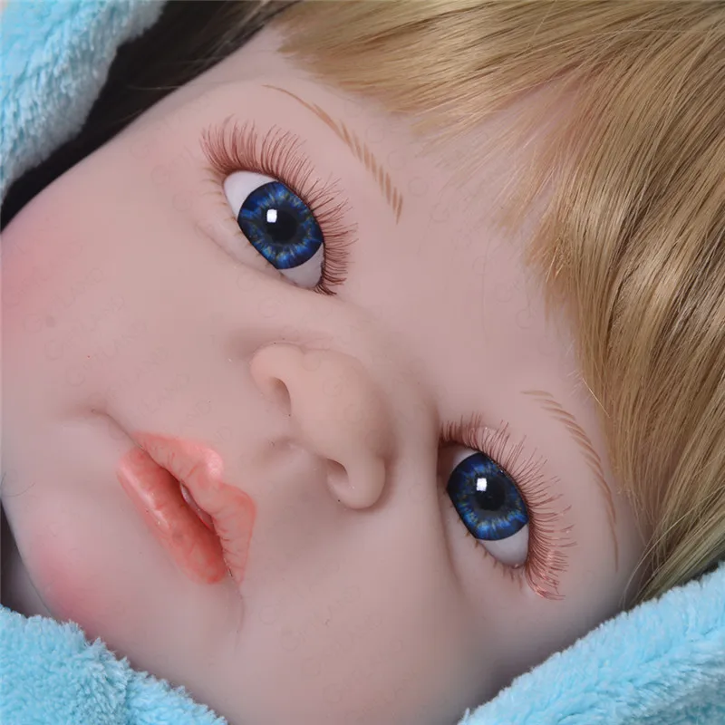 Reborn Baby Doll Полный кремния синий костюм Милая Детская кукла для детей на день