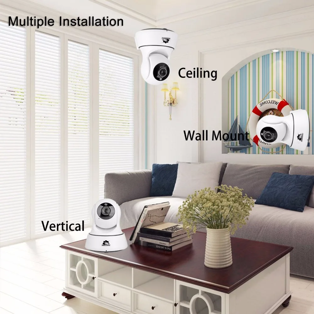 HD 720P 1.0MP PTZ Wi Fi IP Камера безопасности ИК Ночное видение двухстороннее аудио мини