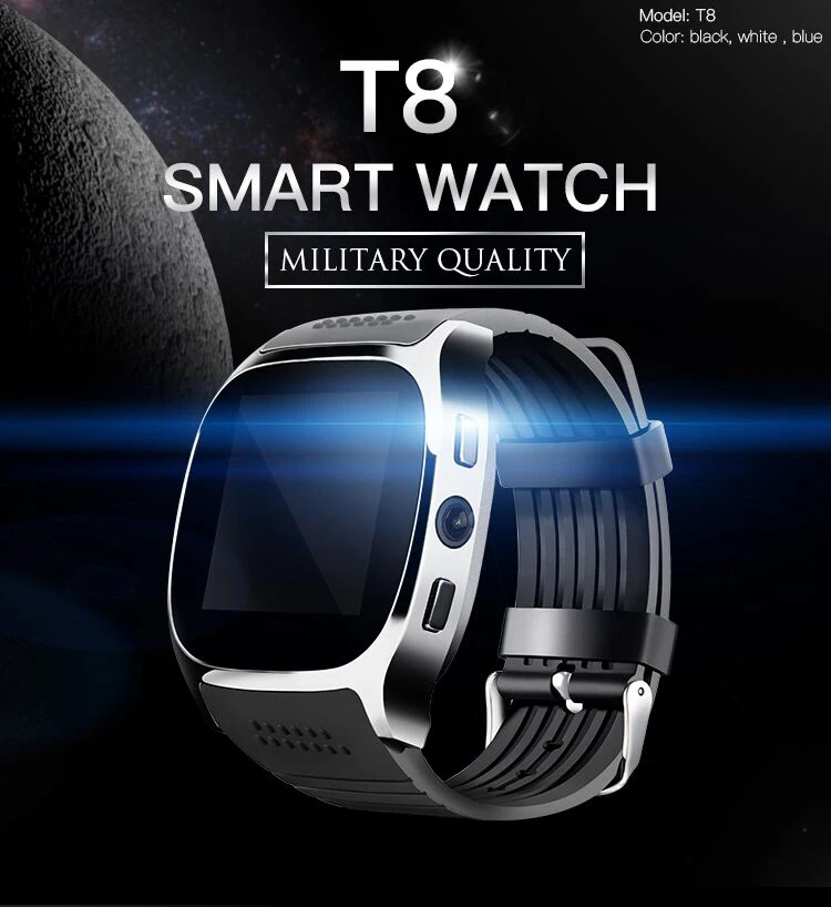 Смарт часы T8 Bluetooth часы телефон монитор сна поддержка SIM TF карта камера шагомер Reloj Inteligente батарея для Android