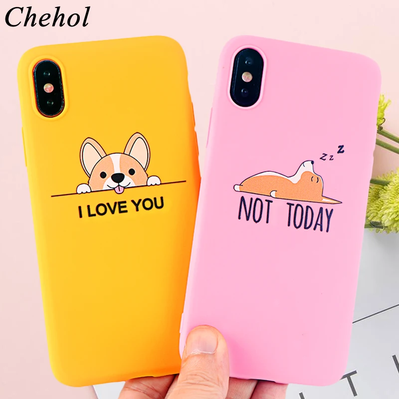 Fashion Soft Silicone Fitted Mobile Phone Cases for iPhone X XS MAX XR 6 s 7 8 Plus Case Cute Corgi Dog Back Cover Accessories |