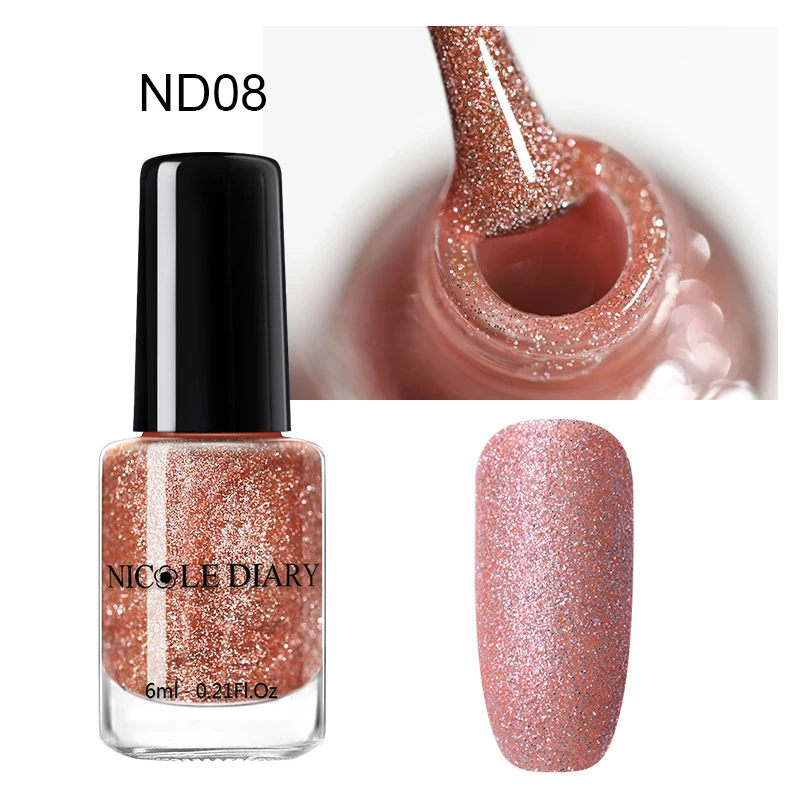 ND08 Nicole Diary 6 мл перламутровый матовый лак с блеском для ногтей мерцающий серебряный золотой лак для Декорирование ногтей Декоративный Лак для ногтей на водной основе - Цвет: ND08
