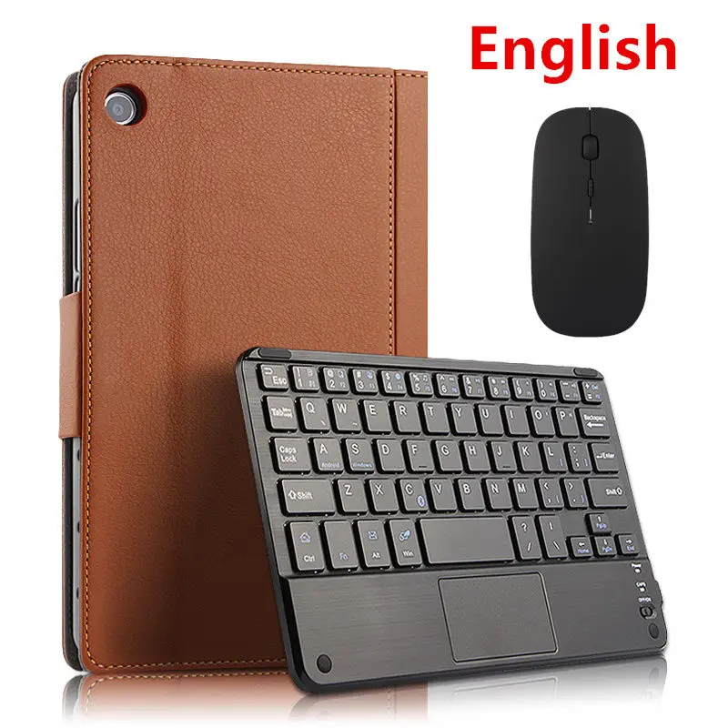 brown mouse English Чехол для huawei Mediapad M5 lite 8,0 JDN2-W09 JDN2-AL00 Bluetooth Клавиатура Защитный чехол из искусственной кожи M5 Lite 8 планшетный ПК чехол s - Цвет: brown mouse English