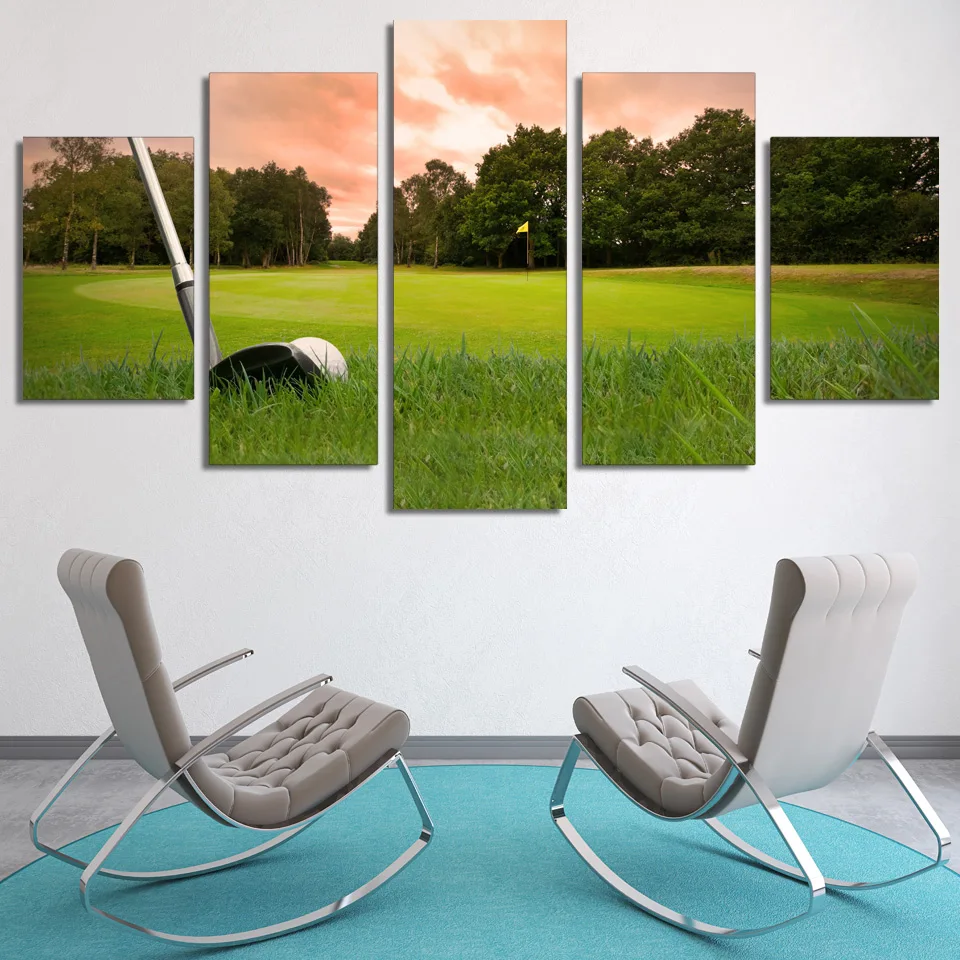 HD Print 5 Piece canvas art golf club course painting for living room home decoration free shipping/ NY-6825C | Дом и сад