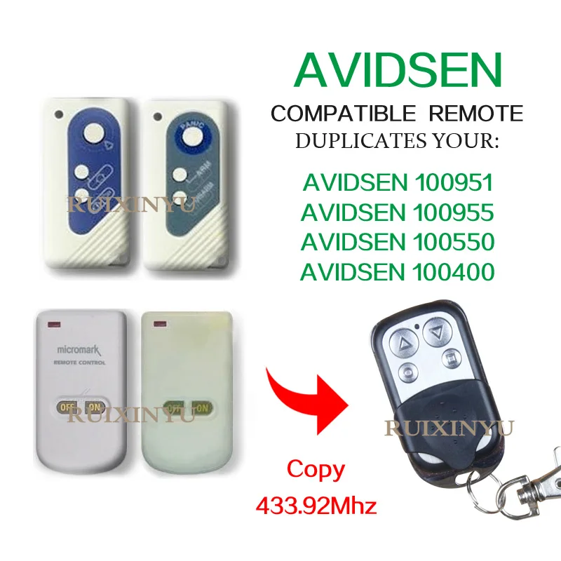 AVIDSEN 100951 100955 100550 100400 пульт дистанционного управления 433 92 МГц ворота гаража двери
