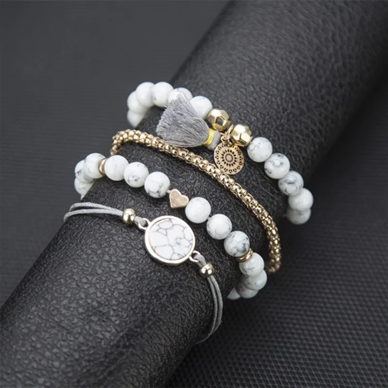 4 шт./компл. богемные ручной работы Плетение Сердце Длинный браслет наборы для