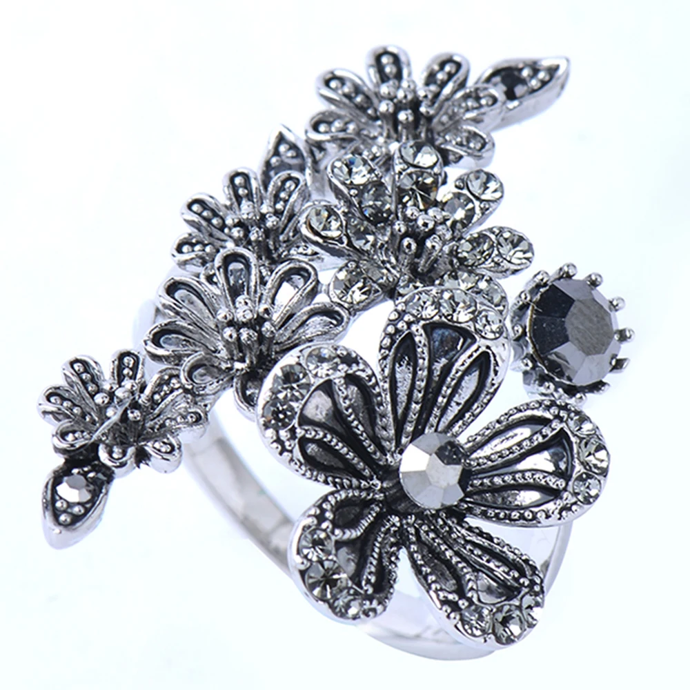 Винтажное кольцо для Панки женское серебряное в виде цветка на удачу стиле бохо