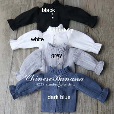 black shirt 4 цвета, 1 шт., Повседневная рубашка с длинными рукавами и воротником для Blyth, Licca, кукла azone, аксессуары для одежды - Цвет: black shirt