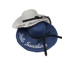 new summer hello sunshine sequin letter wide brim sun hats for women beach vacation fashion girls straw hat