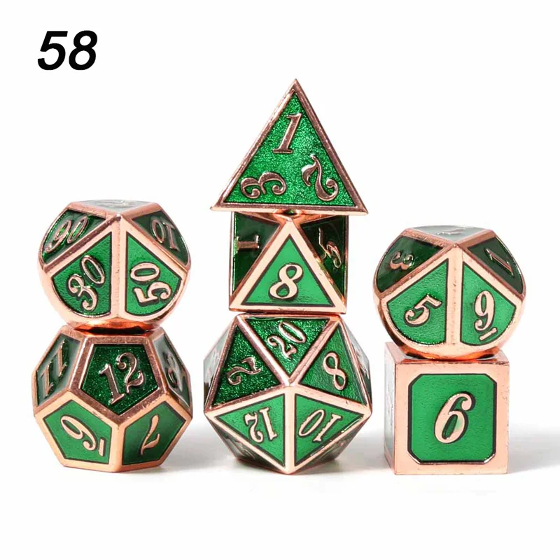 58 Chengshuo игральные кости DND Металл РГП набор многогранных подземелья Дракон d20 10 6 8 12 синий настольные игры цинковый сплав зеленый цифровой рисунок кости - Цвет: 58