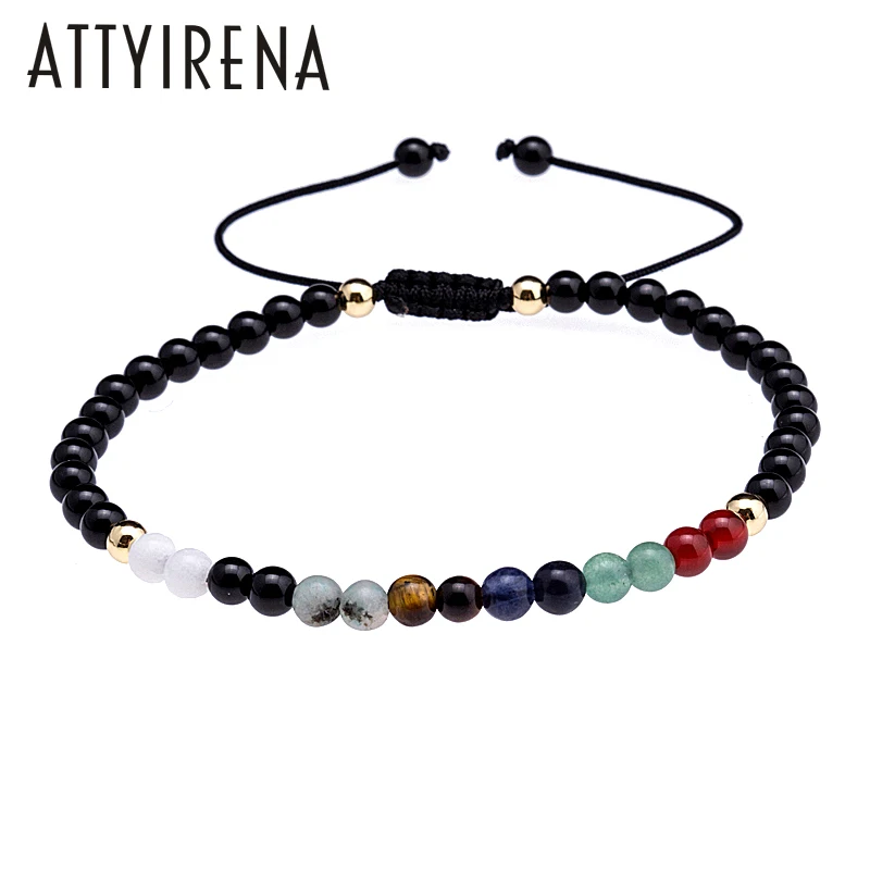 Мужские браслеты с натуральным камнем ATTYIRENA плетеные на шнуровке 4 мм|macrame