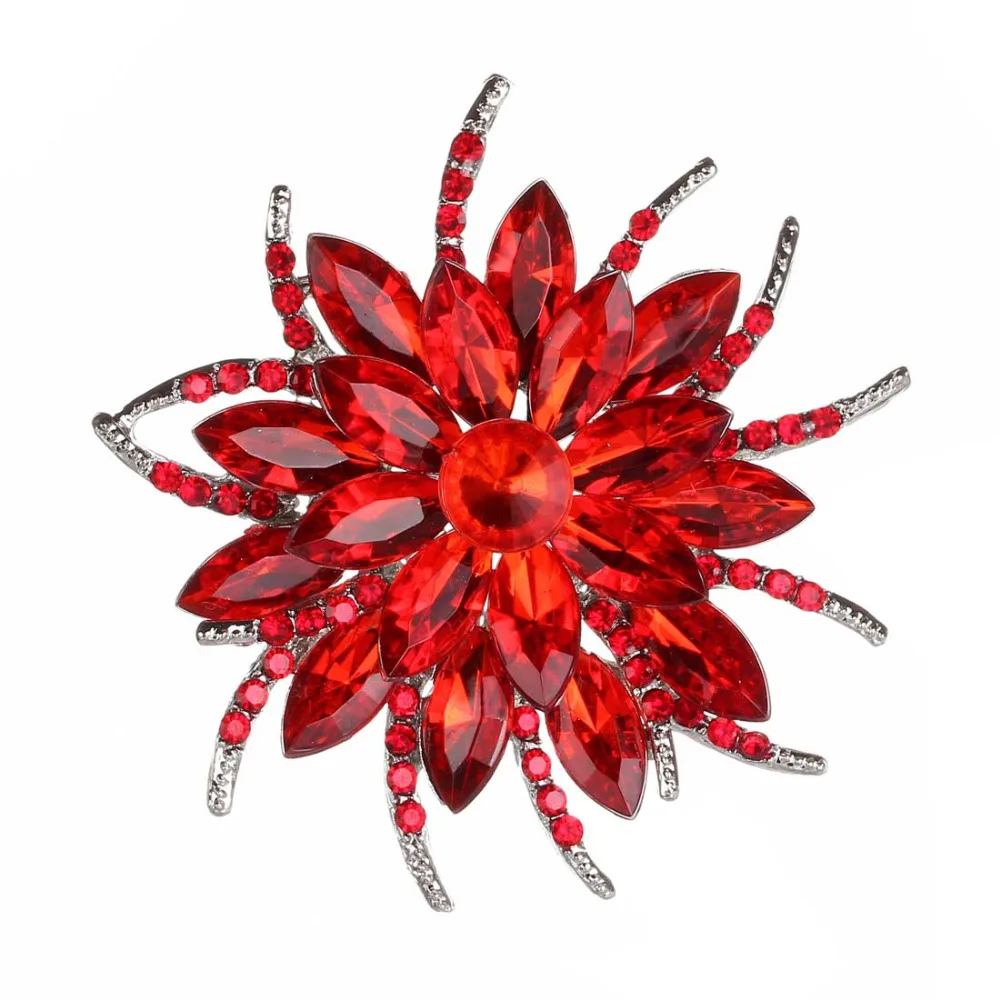 Роскошная бижутерия большие кристаллы стразы броши в форме цветов эпоксидный