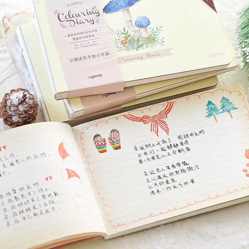 Хит! Креативный блокнот цветная страница милый кавайный гриб сделай сам эскизы