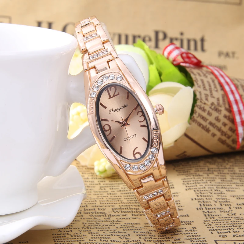 2017 Роскошные наручные Часы женское платье кварцевые часы из розового золота