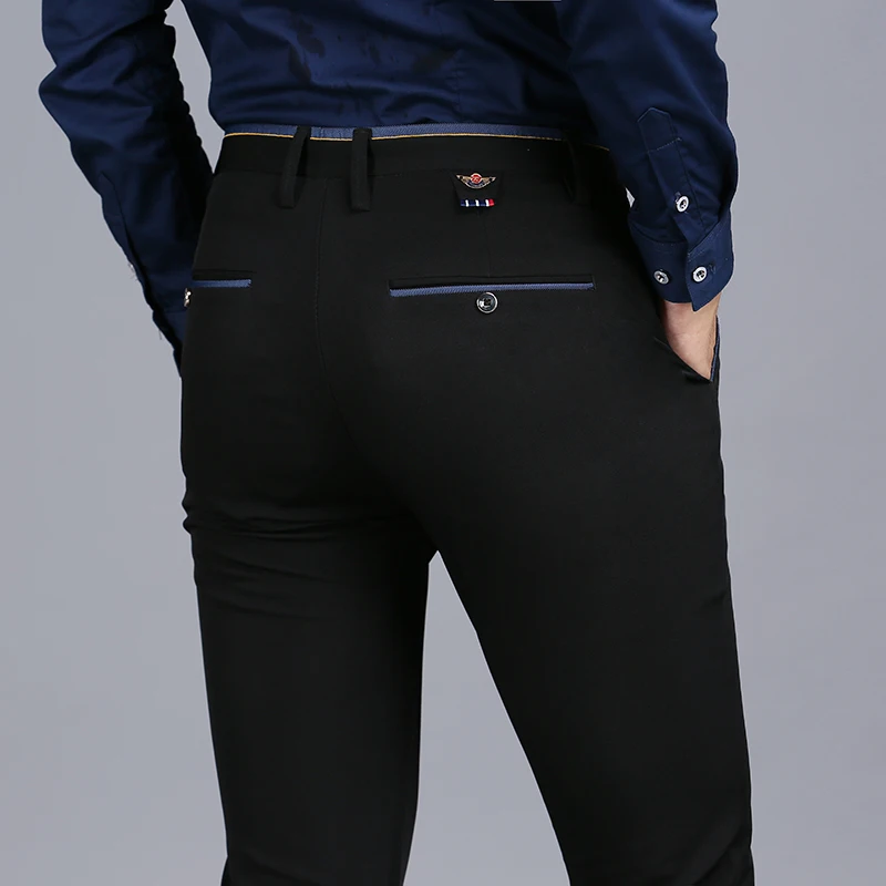 Мужские брюки 2017 новые весенние модные брендовые деловые обтягивающие мужские