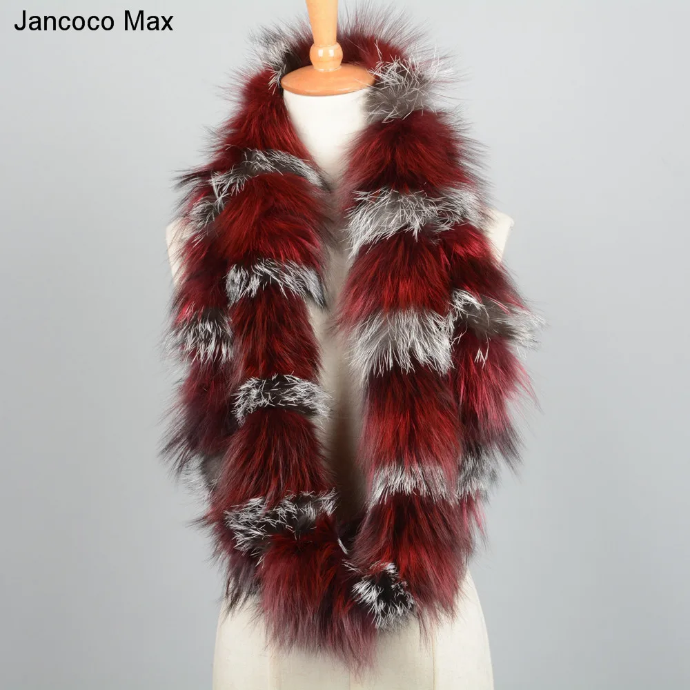 Jancoco Max реальный лисий мех шарф Стиль смешанные цветные шали зимние мягкие теплые глушители оптом/в розницу S7181