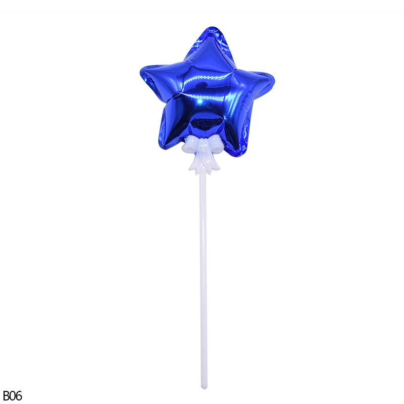 B06-blue star 2, 5 шт./набор, мини Фольга сердце воздушный шарик в форме звезды торт Топпер для День рождения душа ребенка благоприятствует свадебный торт украшения флаг воздушные шары - Цвет: B06-blue star
