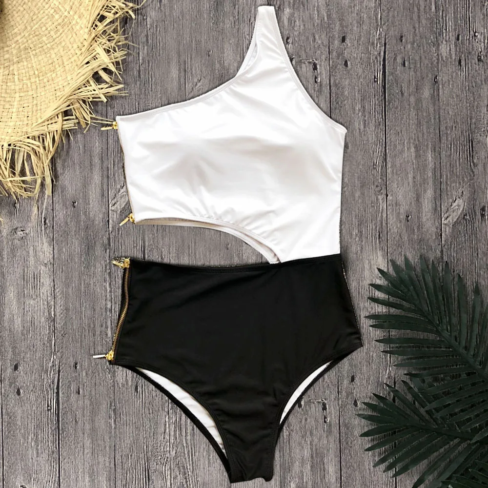 2018 летняя пляжная одежда Кружева одно плечо Купальники Монокини боди купальник