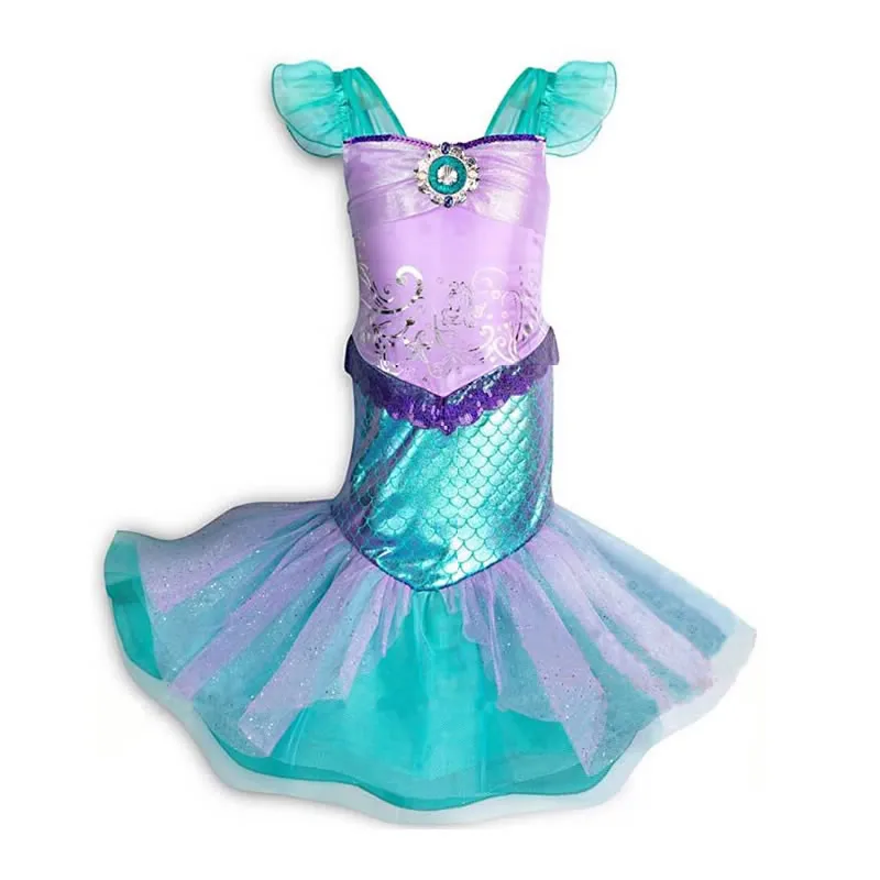 Mermaid Dress Платье принцессы «Жасмин» для девочек маскарадные комплекты «Моана» платье Золушки, костюм Рапунцель, Детская праздничная одежда наряд Эльзы и Анны - Цвет: Mermaid Dress