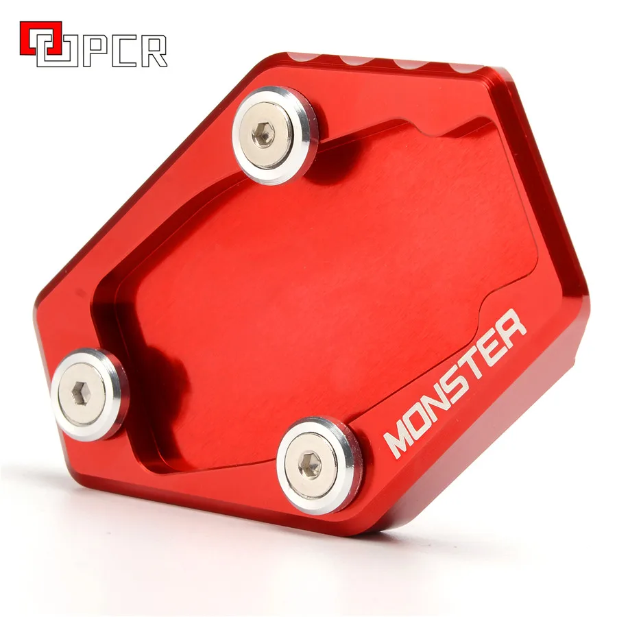 B Monster Red CNC алюминиевая боковая подставка удлинитель Черный и красный для Ducati Monster 696 697 795 796 821 1200 1200S - Цвет: B Monster Red