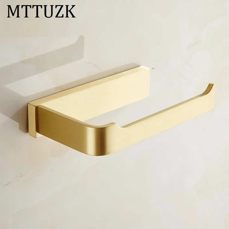 MTTUZK Твердый латунный матовый золотой держатель для бумаги настенный туалетной