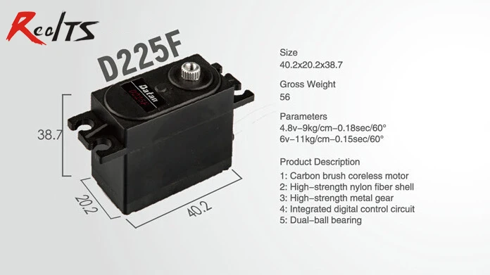 

RealTS One piece Batan D225F 11kg dual ball bearing digital metal gear servo for rc car rc boat rc airplane