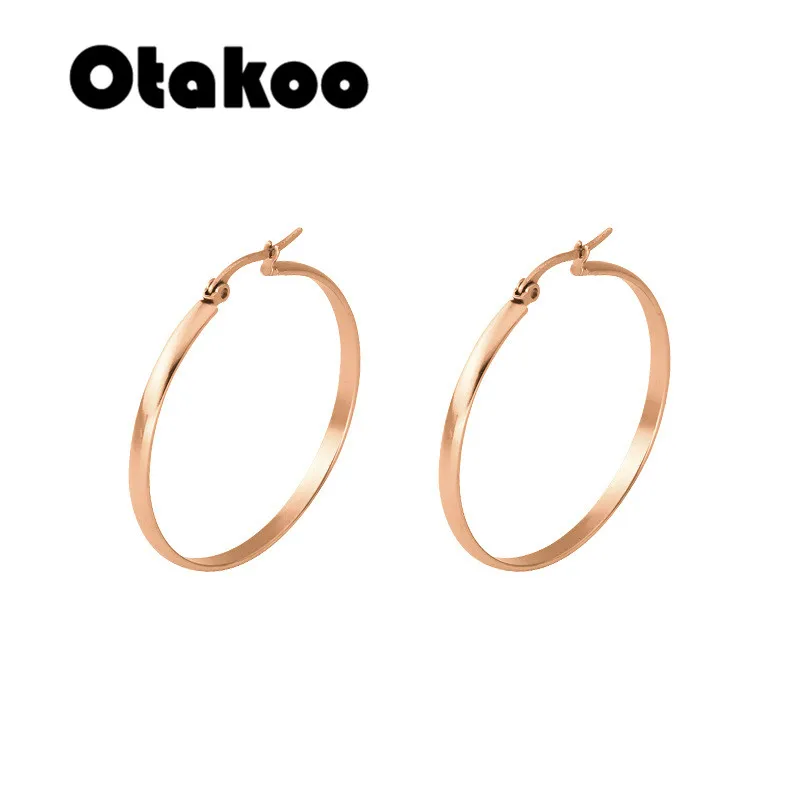 Otakoo Золотые серьги из нержавеющей стали 2018 женские маленькие или большие кольца