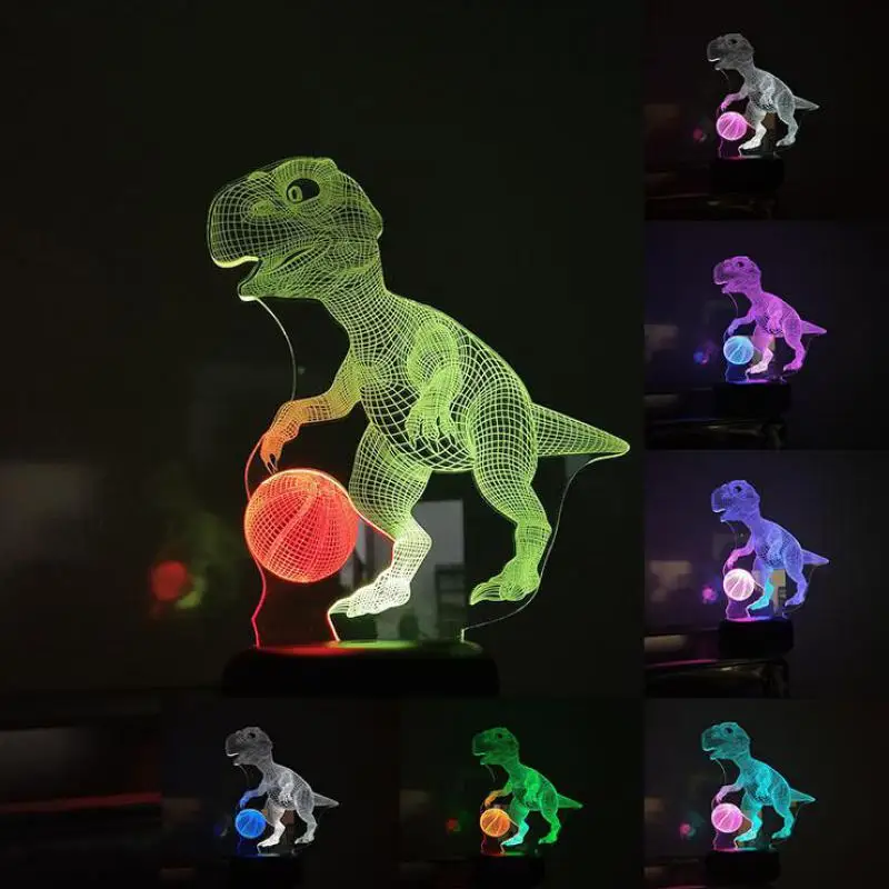 Новый светодиодный 3d динозавр игра в баскетбол ночное видение креативный