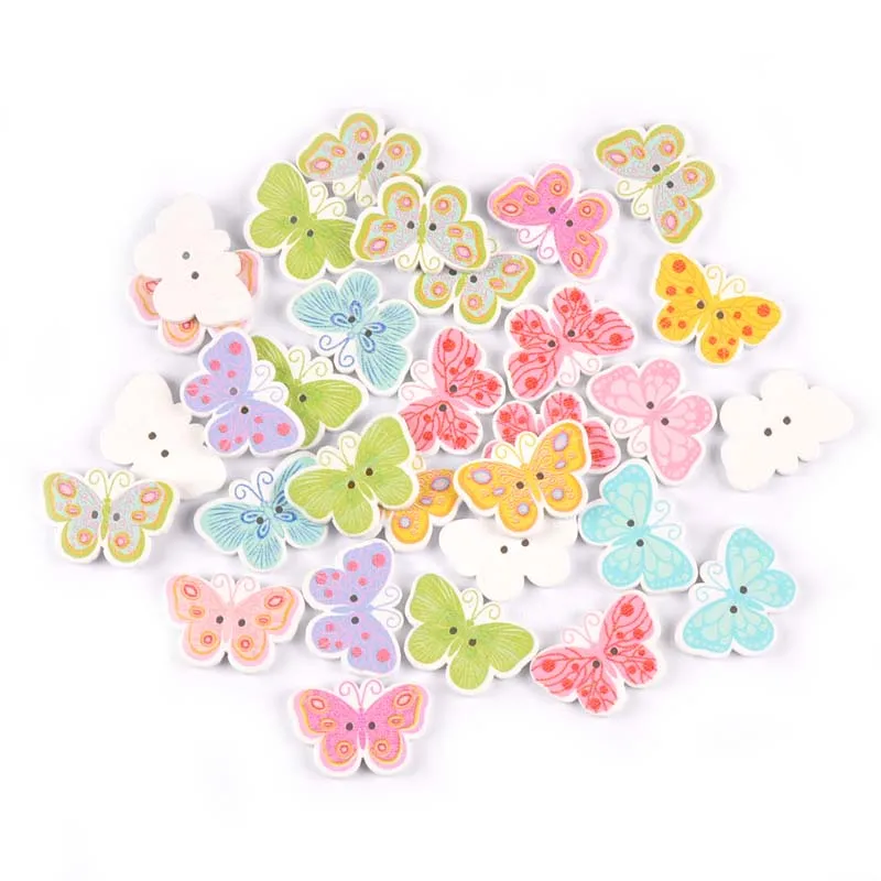 25 шт. деревянные пуговицы в виде бабочек 17 х25 мм|Пуговицы| |