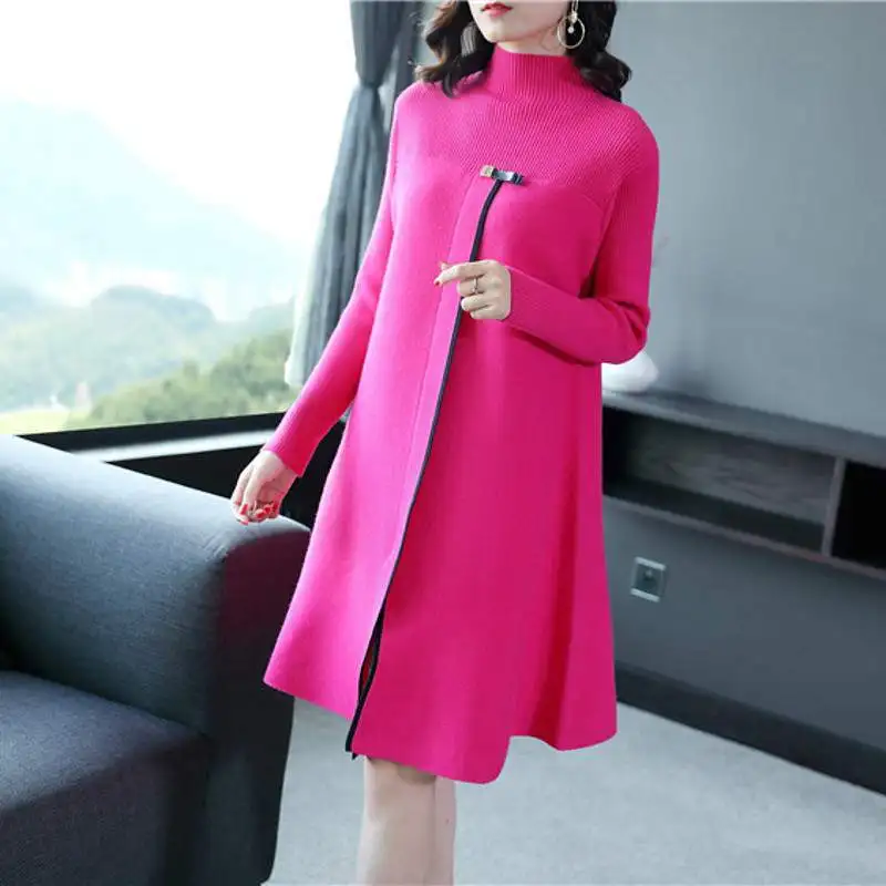 Новинка 2020 весеннее серое асимметричное платье с воротником Свободное длинное