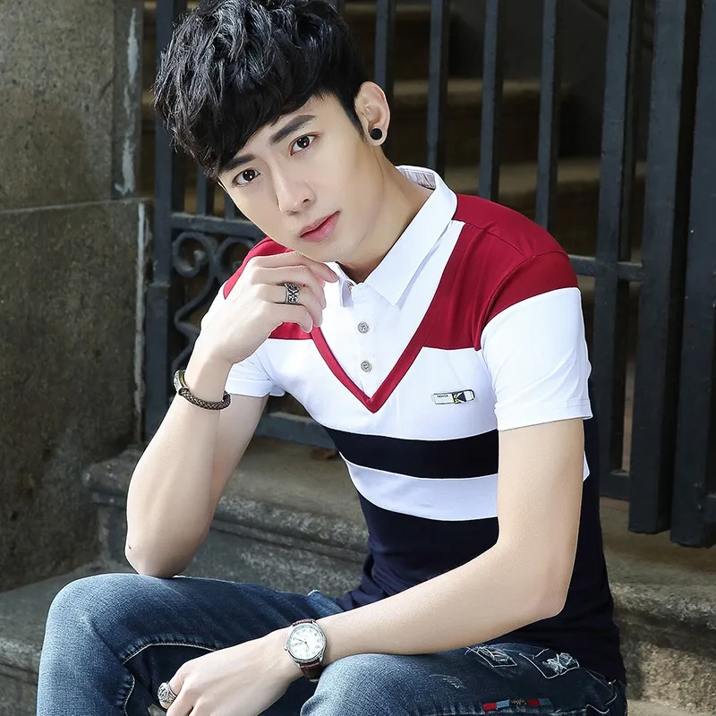 Рубашка поло мужская с коротким рукавом х/б в полоску|men summer polo shirt|summer shirtfashion shirt |