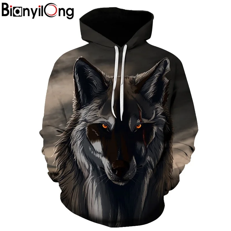 

2020 New Hoodies Man 3d Print Animal Wolf Men's Hoody Sweatshirt Hip Hop Unisex Hoodies Pullover With Big Pockets Tops hoody