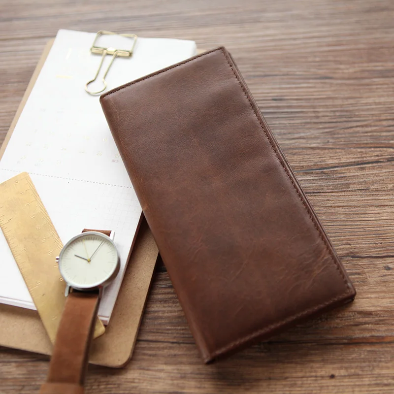 LANSPACE men's wallet leather men long wallet bag men's wallet leather handmade wallet