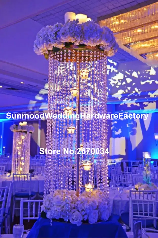 tall sliver mental candle holders for weddings acrylic crystal holder table centerpiece with hangging | Дом и сад