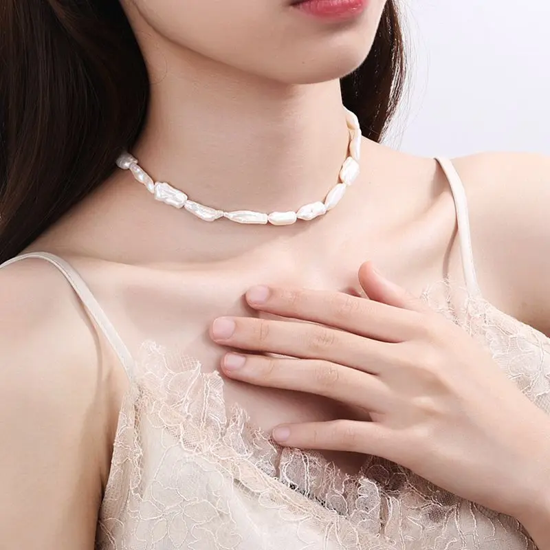Silvology 925 Sterling Silver Natural Pearl Torques&amp Choker Necklace Luxurious for Women Fashionable French Jewelry | Украшения и