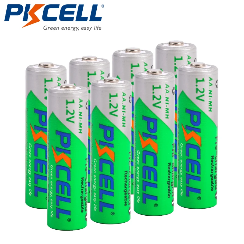 Аккумуляторы PKCELL NIMH AA 8 шт./лот 1 2 в 2200 мА · ч|aa rechargeable battery|battery 1.2vaa battery |