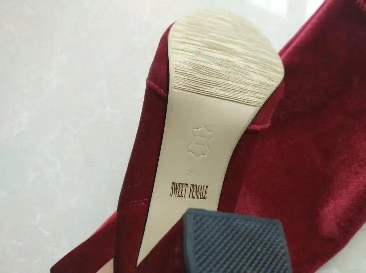 Большой размер 43 осенне-зимние Бархатные женские сапоги на платформе и высоком