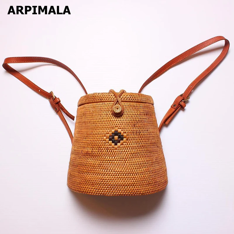 ARPIMALA 2018 Бали остров ротанга рюкзак для женщин женская Соломенная Сумка дорожная