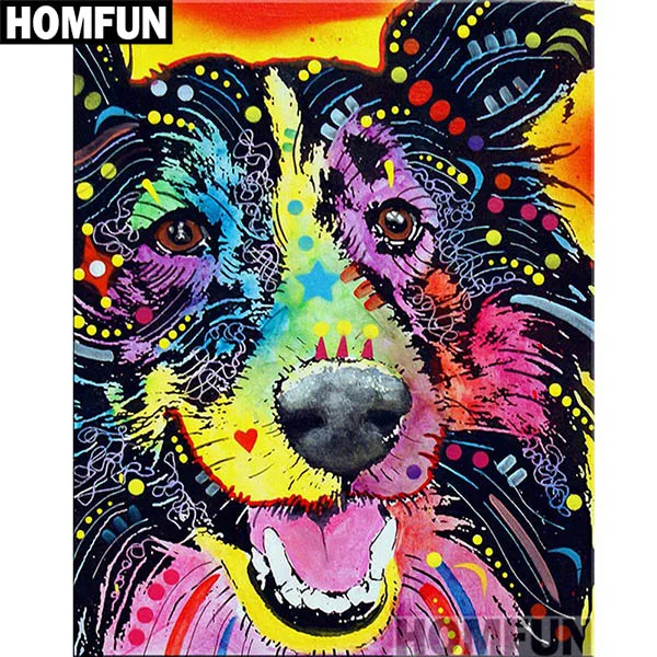 Зеленый HOMFUN Diy Полная квадратная круглая дрель 5D алмазная Картина Вышивка крестом Алмазная вышивка "красочная собака" Домашний Декор подарок - Цвет: Зеленый