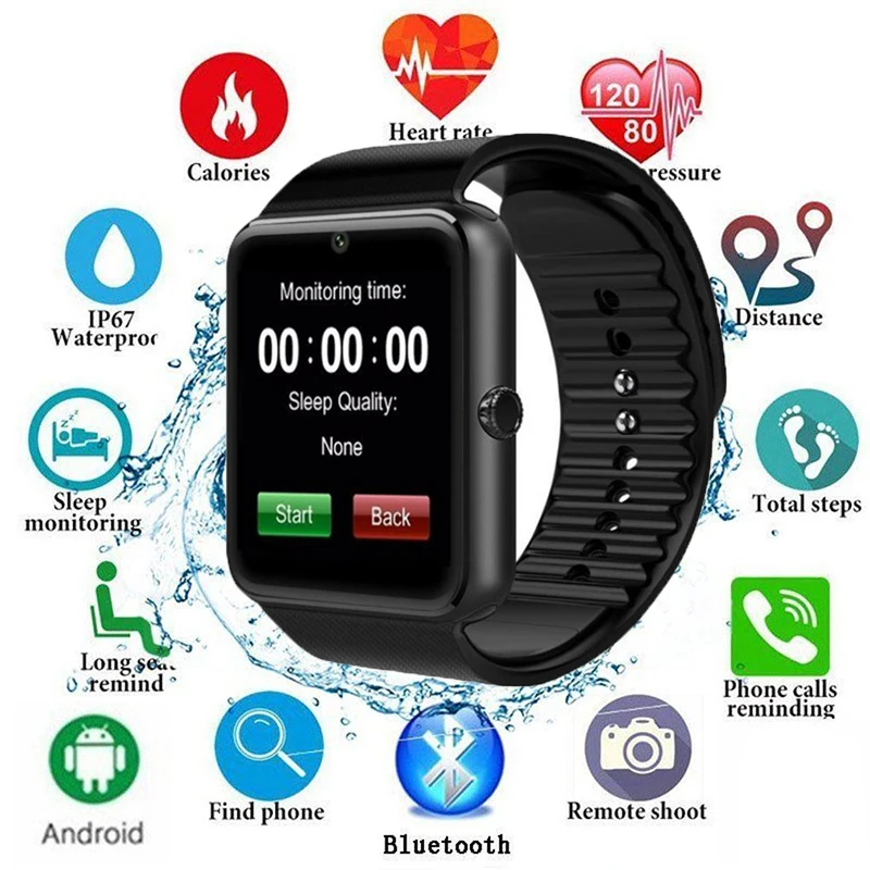 Смарт часы GT08 для Apple Watch Мужские Женские наручные Электроника с камерой SIM TF карта
