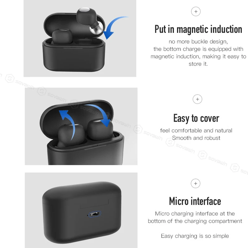 Спортивные беспроводные Bluetooth наушники 5,0 TWS Q3 Супер стереонаушники бас шумоподавление водонепроницаемый Handfree с зарядным устройством