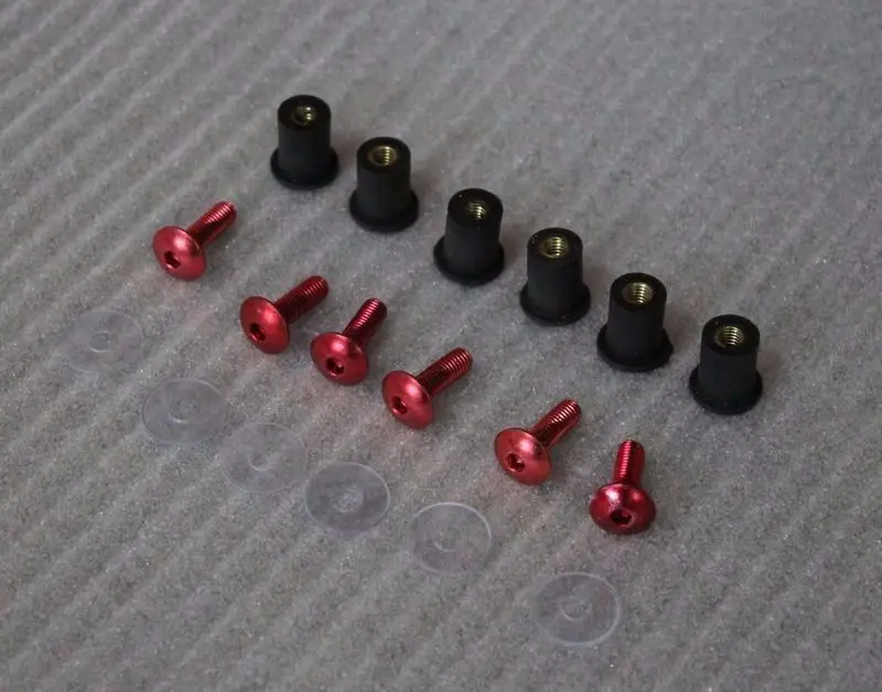 

Red WindScreen Windshield Wellnuts Bolts For Yamaha Honda Kawasaki Suzuki Sport