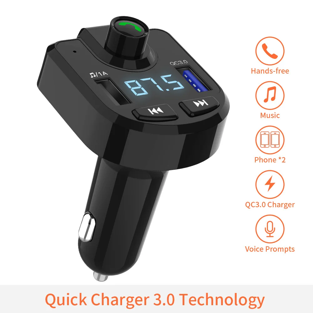 DSMOTEK Автомобильный MP3 плеер Bluetooth Handsfree FM передатчик QC3.0 Быстрая зарядка Поддержка