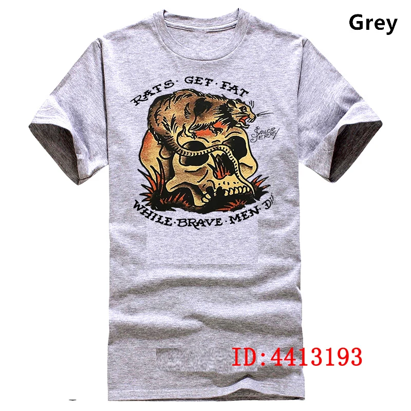 gray Для Мужчин's моряк Джерри Для Мужчин's крыс полнить Slim Fit Футболка новые летние Для мужчин хлопковая Футболка топы, футболки Топ Harajuku короткий рукав Футболка - Цвет: gray