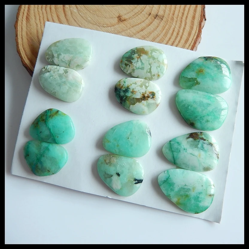 Натуральный 6 пар Chrysocolla gemstone модные серьги Кабошон Пары, полудрагоценный камень серьги, 25x17x5 мм, 21x16x5 мм, 32,75 г