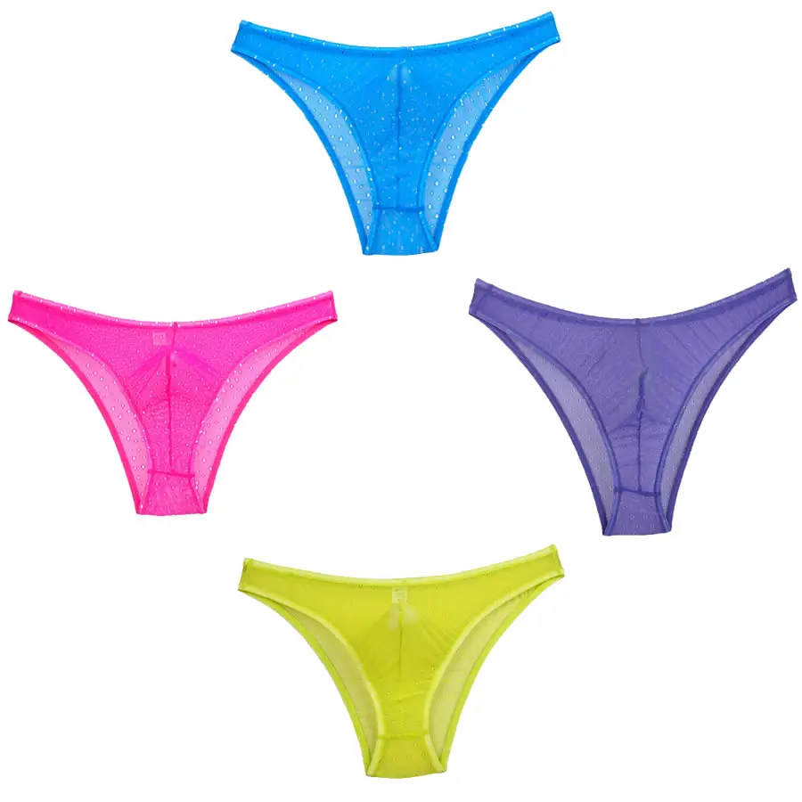 4 шт./лот сексуальное бикини мужские трусы шорты Прозрачное нижнее белье с