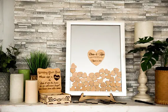 Индивидуальные деревянные рамки Свадебная Гостевая книга Альтернативная знаки