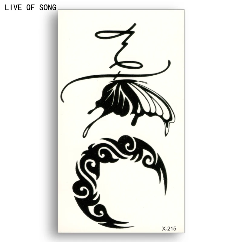 Фальшивая временная Переводные водяные татуировки черная бабочка серповидная