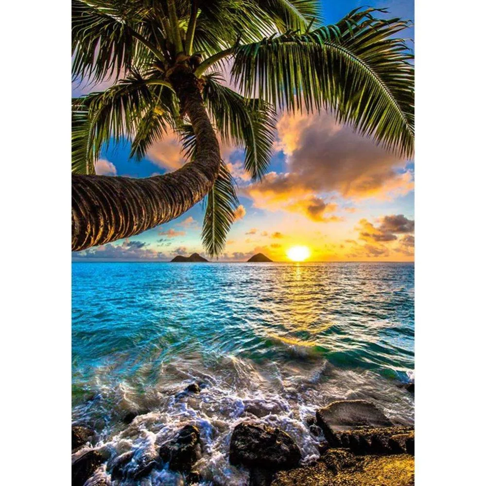 Полностью квадратная/круглая Алмазная вышивка крестиком морская Кокосовая