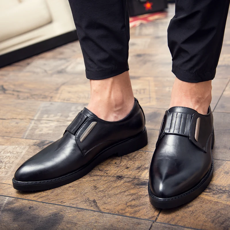 2019 new style fashion men's shoes casual leather loafers male classic black slip on shoe man coffice comfortable for men | Обувь